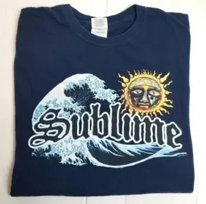 Retro Y2K SUBLIME 40oz To Freedom Vintage Tidal Wave Sun Tee Shirt