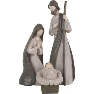 Christmas Nativity Theme Shop - Holy Family Christmas Eve Nativity Scene Set - Manger Scene - Christmas Decorations - Indoor Holiday Decorations (3-Piece Set)