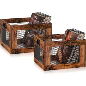 2 Pack Albums Storage for Vinyl Records, Durable and Reliable Record Crates for Vinyl, Lp Record Storage Boxes Cube Record Holder Organizers,Easy to Assemble......