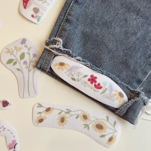 Sunflower Jeans Cuff Flowers Embroidery Patterns Stick & Stitch
