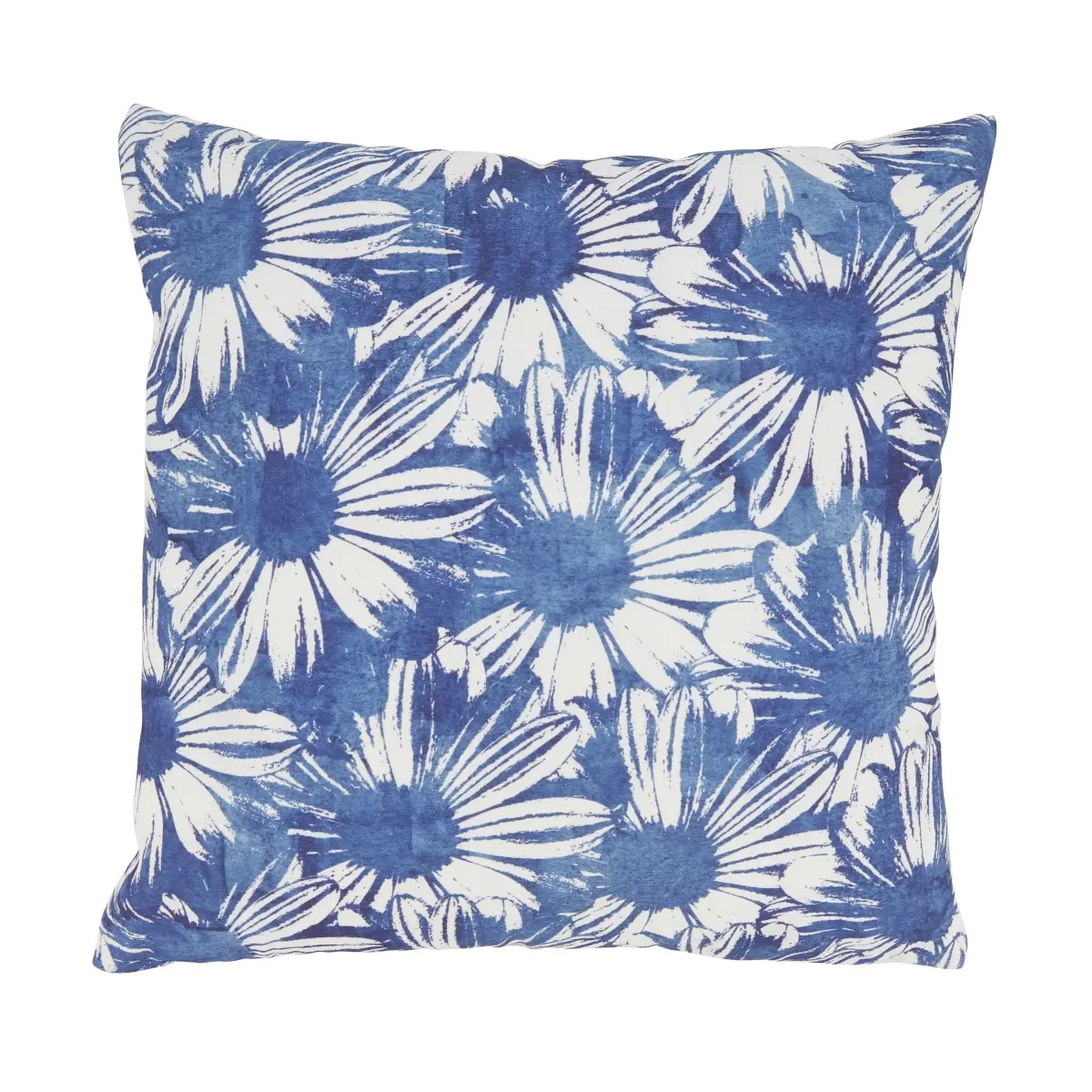 Saro Lifestyle 2350.BL18SP 18 in. Floral Print Outdoor Poly-Filled Square Shape Throw Pillow, Blue