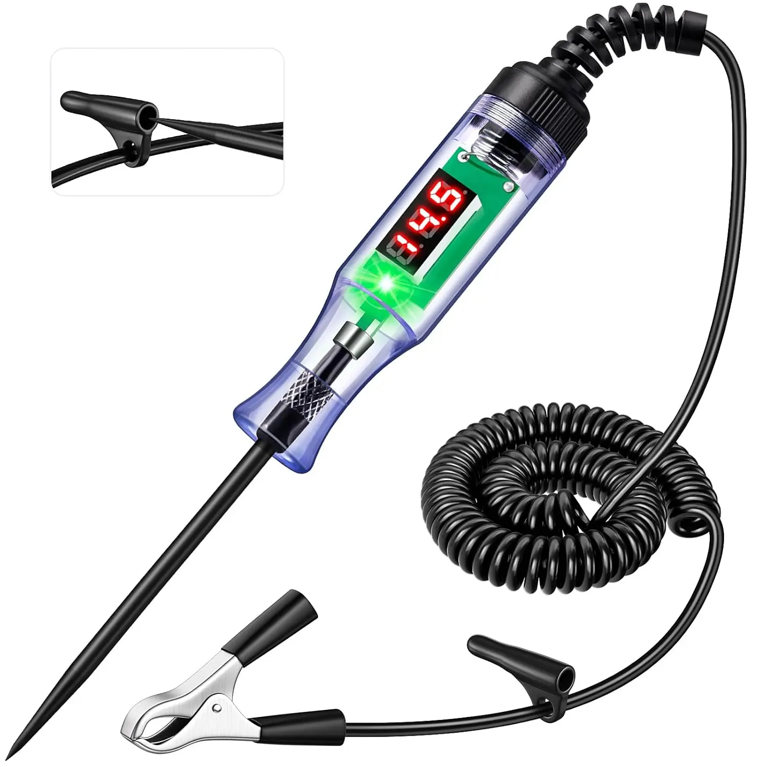 SummerVibes Enhanced Automotive Test Light, 3V-48V Digital Fuse Tester with Automatic Bidirectional Tester, Portable Design, and Precise Measurement for , RV, and