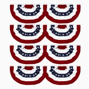 8-Piece Patriotic Design American Pleated Fan Flag Banner Set, July 4th Memorial Day Independence Day Holiday Decorations, Indoor Outdoor Hanging Use, Versatile Usage, Easy Installation, Canvas Head Brass Eyelets
