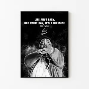 [New Music Decor - Sale Up To 40%] [Unframe] Rod.Wave Black And White Portrait Poster, Emotional Hip Hop Wall Art, Minimalist Music Decor, Rap Artist Room Print, Gift For Music Lovers