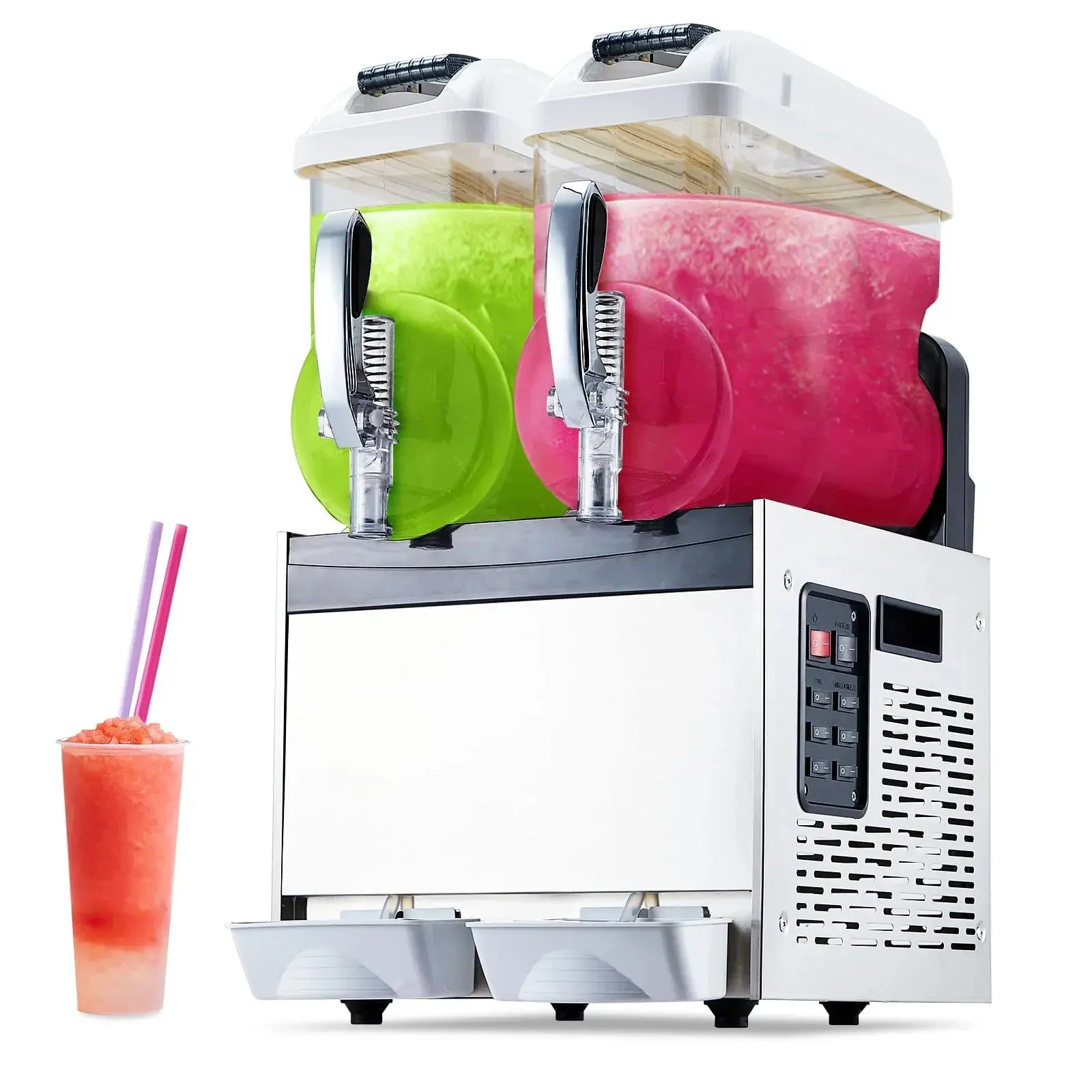 【GARVEE】Commercial Slushy Machines with Multiple Tank Capacities (12L to 36L), Featuring Rapid Refrigeration, Self-Cleaning, Stainless Steel Construction, and High Power (700W to 860W) for Restaurants, Bars, Cafes, and Home Use