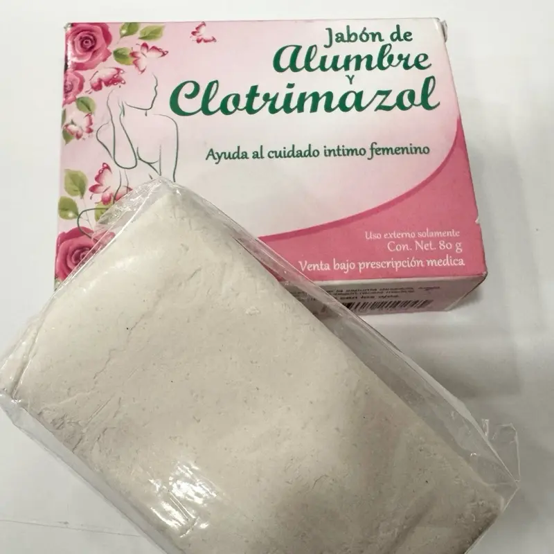 Jabón Íntimo Alumbre y Clotrimazol – Antiséptico y Antimicrobiano con Acción Fungicida y Antimicótica de Amplio Espectro | Limpieza Profunda y Control del Mal Olor | 80g