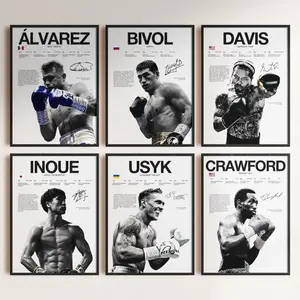 Alvarez, Inoue, Usyk, Crawford, Bivol, Davis Poster Set Boxing-Themed Wall Art Boxer Posters Boxing Fan Room Decor Gift