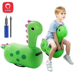 QPAU 2 PCS Christmas Gifts Bouncy Dinosaur Toys for Ages 2-5, Inflatable Jumping Bouncy Horse Animal Hopper with Hand Pump, Outdoor & Indoor Ride On Hopping Bouncer, Fun Play
