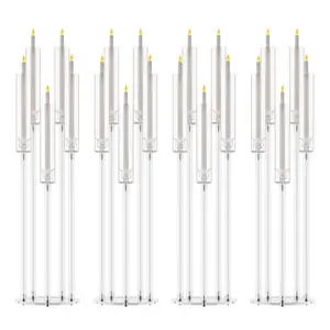 #Springtok 4Pcs Candelabra Centerpieces for roundezvous Tall Candelabra, Clear Candle Taper Candlestick Holder, 5 Arm Candlesticks Holder with Acrylic Shade, LED Candle for Wedding Dinner Party