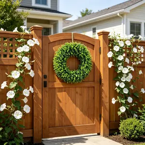 Spring Summer Eucalyptus Wreath with Scarf Ribbon Door Hanging Decor Boxwood Artificial Wreath 1pcs, Farmhouse Porch Decoration, Home Wall Porch Decor Ornaments