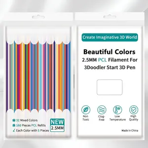 3Doodler Start Pen 2.5mm Filament - 32 Vibrant Colors, 160 Strands (24m Total) Specifically Engineered for 3Doodler Start Pens, This Low-temperature PCL Filament Ensures Smooth, Safe, and Clog-free Creativity. T