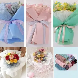 20x177 Inch Korean Lace Floral Packaging Paper Roll, Ideal for Bouquets, Floral Arrangements, Birthday & Wedding Gifts, Perfect for Valentine's Day & Back to School, Gift Wrapping Supplies