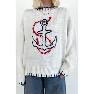 Anchors Away Lightweight Stitched Sweater
