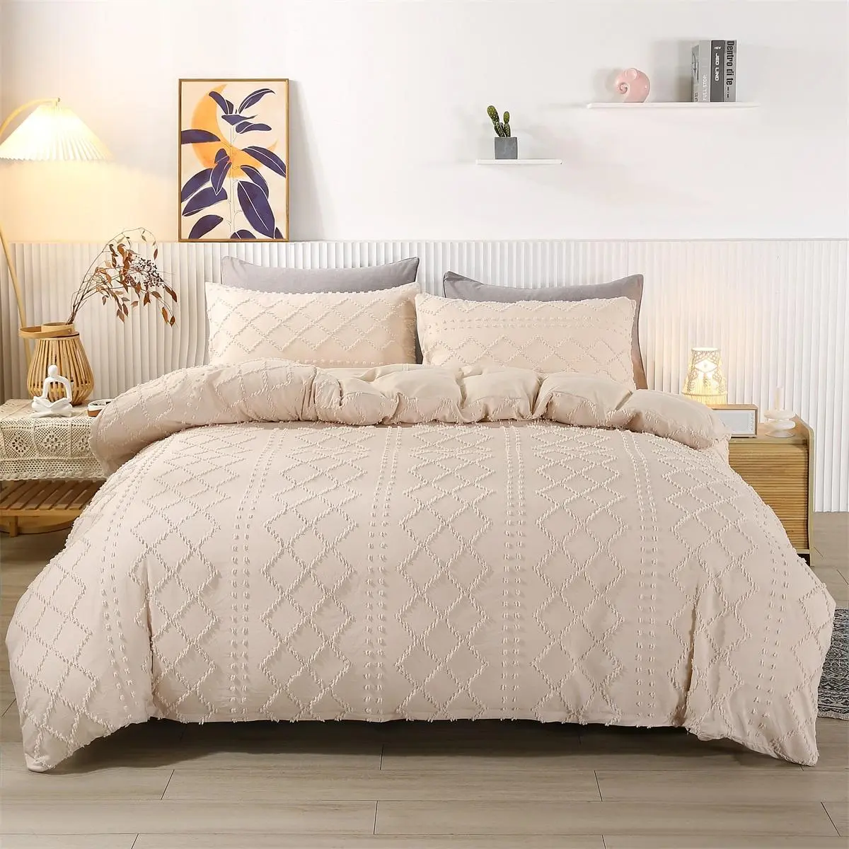 Geometric Pattern Bedding Set, Polyester Bedding Set, 1 Count Duvet Cover & 2 Counts Pillowcases without Filler, Soft Comfortable Bedding Set for Home Bedroom, Bed Sets Supplies