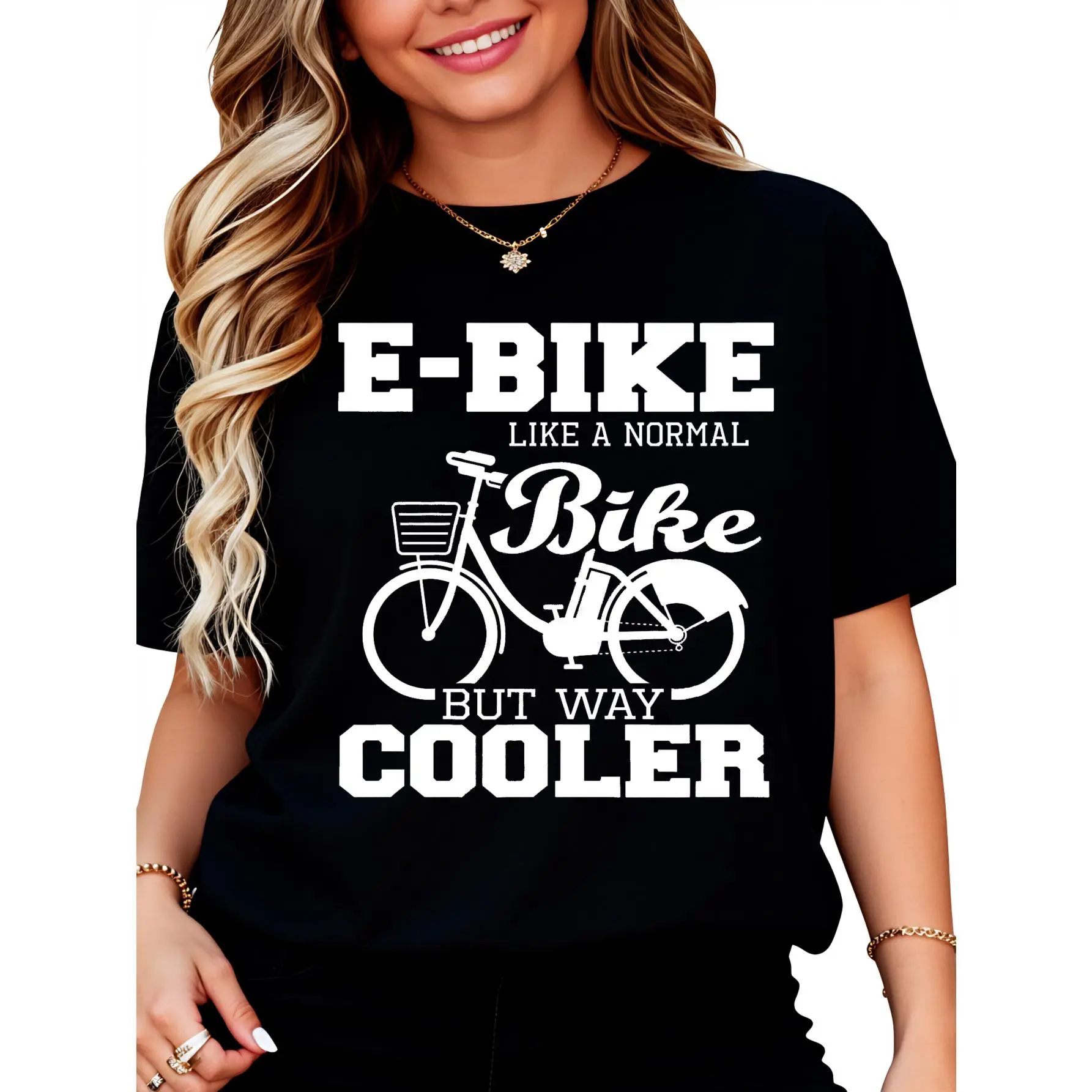 100% Cotton Unisex E-Bike Like A Normal Bike But Way Cooler - Electric Bicycle Round Neck Short Sleeve T-Shirt Women's Men Graphic Tee