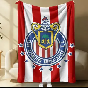 Club Deportivo Guadalajara Fleece Blanket, Official Chivas Team Design, Cozy Plush Throw for Bedroom Living Room, Perfect Gift for Soccer Fans