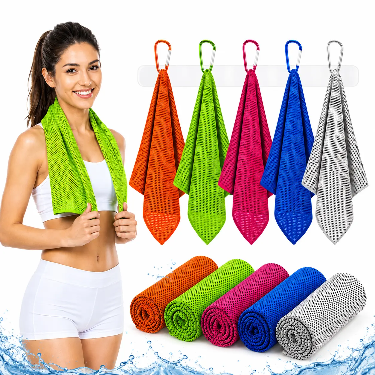 Plain Summer Cooling Sports Towel - Instant Chill Ice Feeling, Quick-Drying, Super Absorbent, Portable - For Gym Workouts, Camping - Enhances Workout Experience, Supports Fitness for Everyone, Solid
