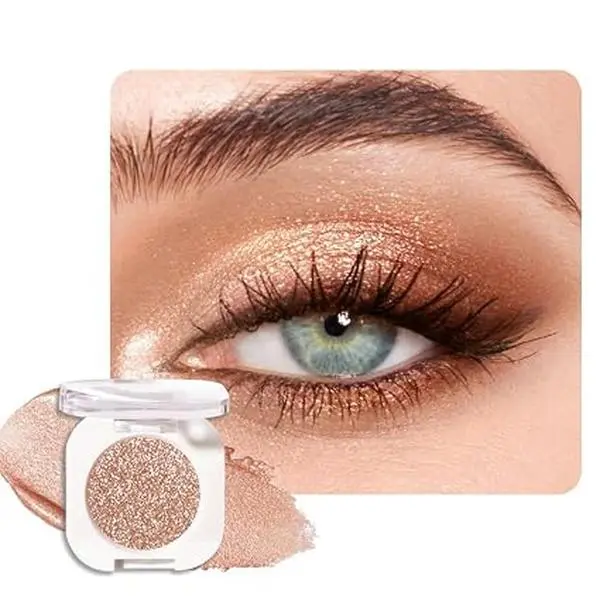 Light Brown Single Glitter Eyeshadow Makeup, Neutral Cream Eye Shadow for Women, Brown Shimmer Singles Eyeshadow Palette Pigmented Waterproof, sombras para ojos, Blendable, Vegan & CrueltyFree