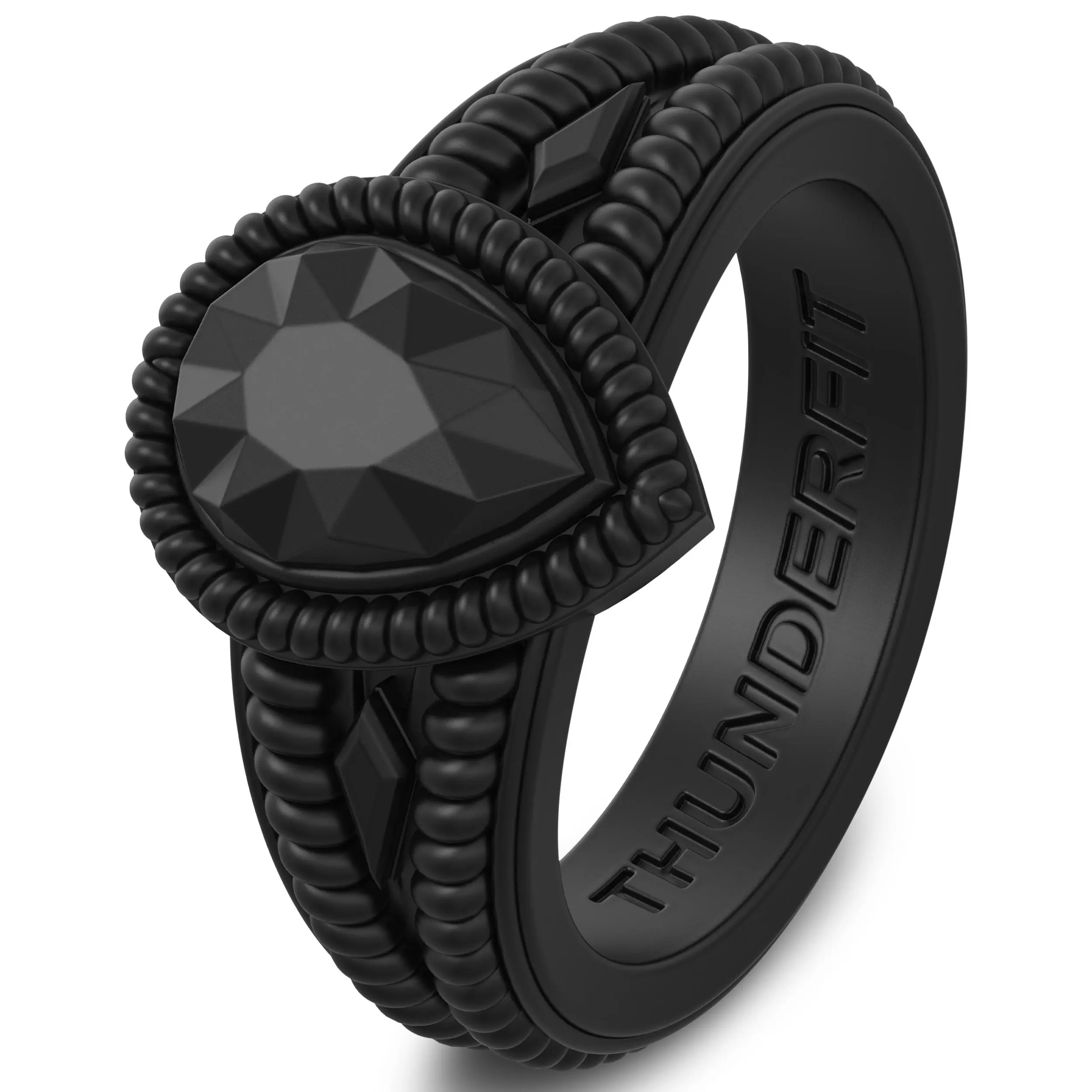 ThunderFit Silicone Rings for Women, Pear Rubber Engagement Wedding Bands 13.5mm Wide 5.5mm Thick - 1/2/3 Variety Multipack
