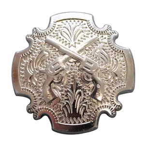 HILASON Screw Back Concho Cross Gun Shooting Bling Silver Saddle Finish Color | Bridle Conchos Slotted