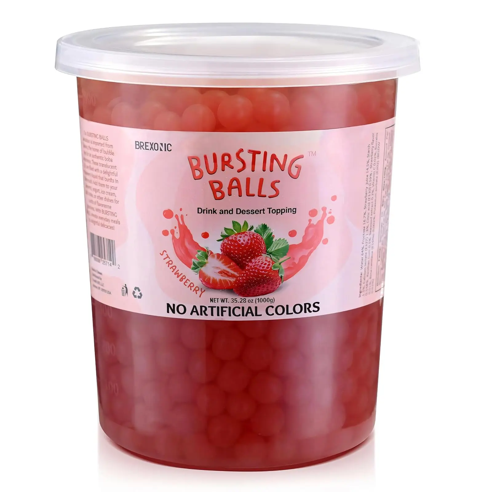 BREXONIC Strawberry Boba Pearls Popping Bursting Boba, Tapioca Pearls For Bubble Tea, No Artificail Colors