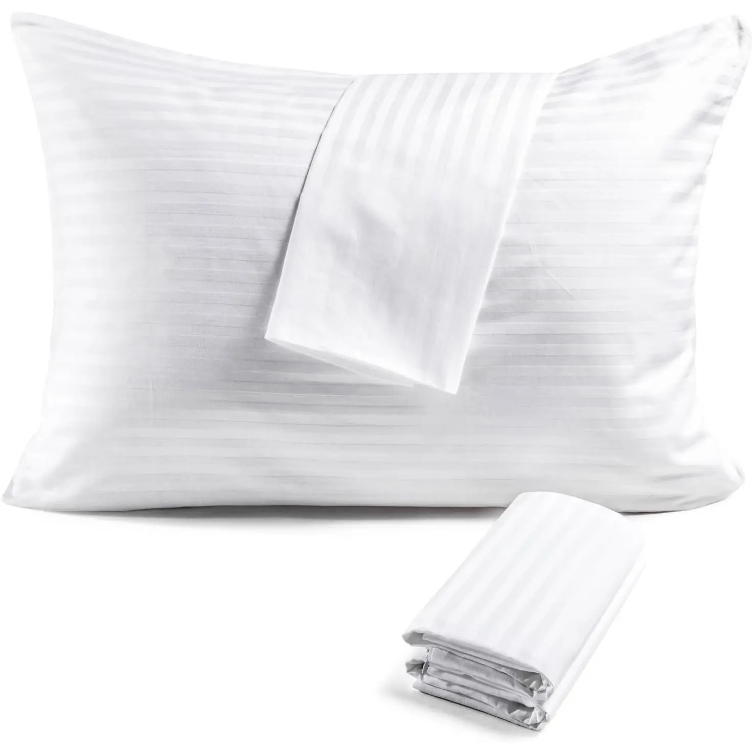 600TC  Cotton Pillow Protectors, Standard Size (20x26), 4 Pack, Oeko-TEX Certified, Hotel Grade Pillow Cover with Silent Zipper, Zip Up Pillow Cases, White