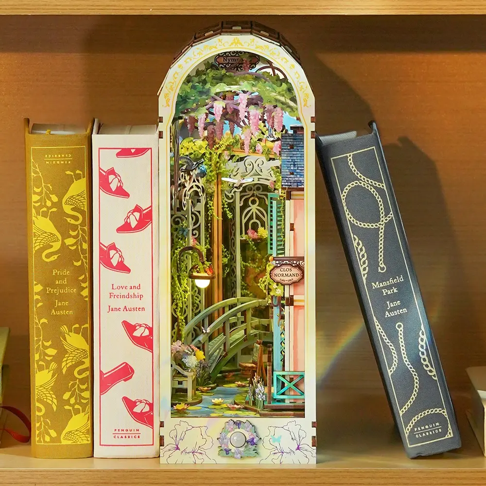Tonecheer 3D Wooden DIY Book Nook Kit - Giverny Garden Themed Craft with Wooden Playhouse Decor, Dollhouse Set, Whimsical Creative Outlet for Reading Corner, Valentine's Day Gift for Craft Enthusiasts Crafting