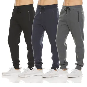 Men's Fleece Lined Slim Fit Casual Tech Jogger Sweatpants Zipper Pockets 02 Straight Leg Mid Waist