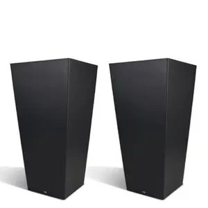 Lauco 2-Pack 30 in Tall Black Tapered Square Planters - Modern Durable Plastic Flower Pots with Drainage Hole, Weatherproof UV-Resistant Large Decorative Containers for Indoor, Outdoor Use