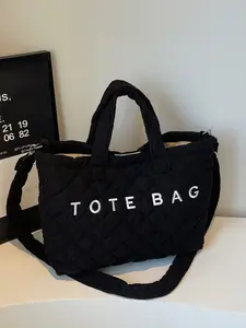 Fashion Large Capacity Computer Bag Shopping Bag Multi-Pocket Portable Stitched Personalized Shoulder Crossbody Bag Commuter Tote Bag Versatile Tote Bag