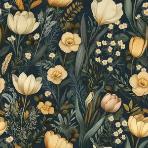 Flower Plant Pattern Self-Adhesive Wallpaper Roll, Peel & Stick PVC Waterproof Wall Paper, Moisture Resistant Removable Easy Install