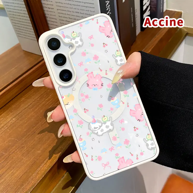 Magnetic Cellphone Casing Compatible with Samsung Galaxy S22+ S23 Ultra S24 Plus S25 Edge S26 FE - Transparent Acrylic, Cute Pet Pastel Dream Design, Scratch-Resistant, Skin-Friendly Feel for Wireless Devices Protection, Accessories, Durable