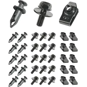 35PCS Car Engine Under Cover Splash Shield Guard Body Bolts Screws, Skid Plate Bolts Screw Kit, Bumper Screws, Engine Splash Shield Screw, Suitable for Most Cars and Sedans Replacement