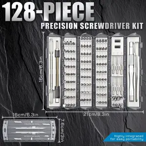 128-In-1 Precision Screwdriver Set with Replaceable Screwdriver Bits and Rolling Storage Box, S2, Ideal for Phone, Computer, Game Console, Camera, Glasses Repair, DIY Tools Gift