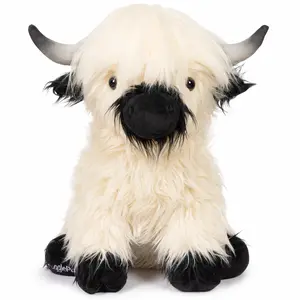 Jumbo White & Black Highland Cow SnugglePal | 16" Tall, 4.5lbs | Heatable & Coolable | Highlander Cow Stuffed Animal | Includes Burlap Bag