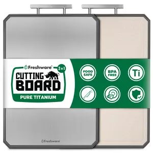 Freshware Extra Large Titanium Cutting Board – Dual-Sided, Non-Slip, Juice Groove, Dishwasher Safe, 19.7" x 13.5" Wheat Straw