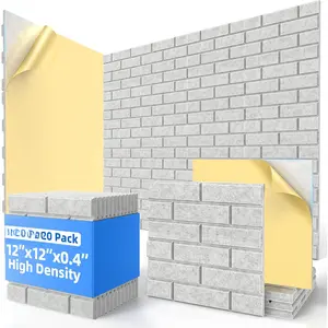 20 Pack Acoustic Panels with Self Adhesive, 12" X 12" X 0.4" High Density Sound Proof  Panels for Walls, Soundproof Wall Panel, Brick Sound Absorbing Panel for Home Studio Office Decor - Gray