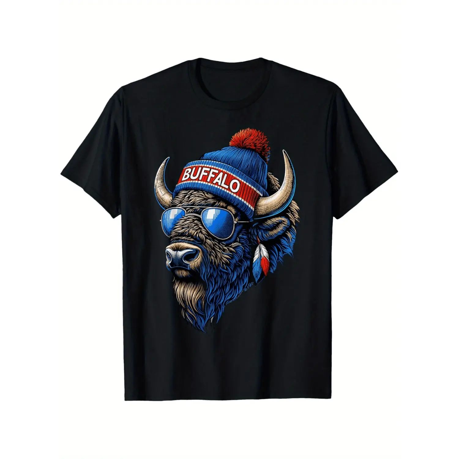 Summer t Shirts buffalo lovers t shirt for men women 100 soft breathable casual black crew neck with colorful illustration short sleeve gifts summer tshirt crew neck shirt soft texture tee black -1