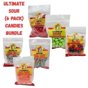 Buc-ee's 6 Pack Sweet and Sour Candy Belts & Drops Variety Bundle