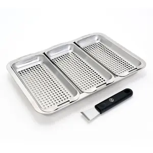 Technique 4-Pc Stainless Steel Grill & Oven Pan Set w/ Lifter Handle