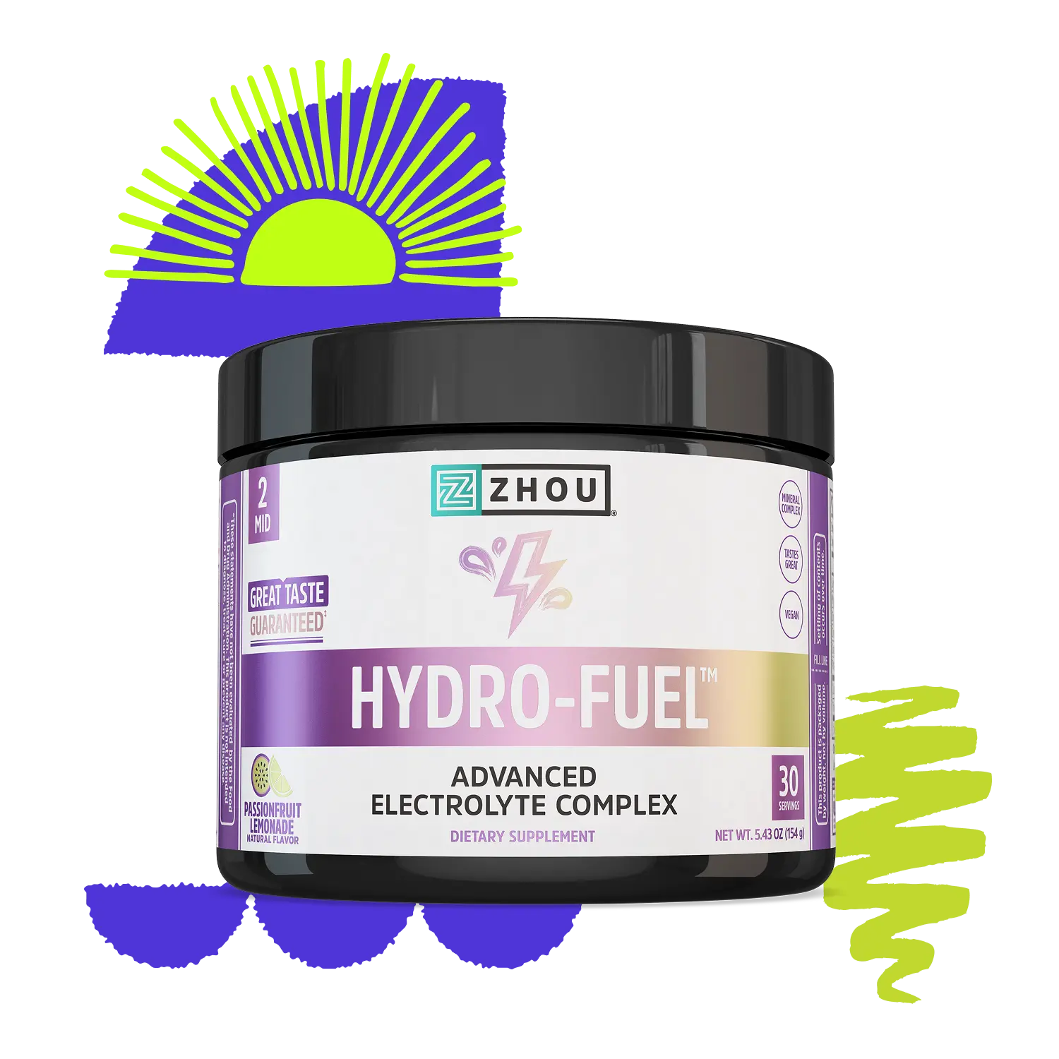 Hydro-Fuel Advanced Electrolyte Complex with 6 Essential Electrolytes Coconut Water Concentrate & Natural Lemon Lime Flavor for Hydration and Energy