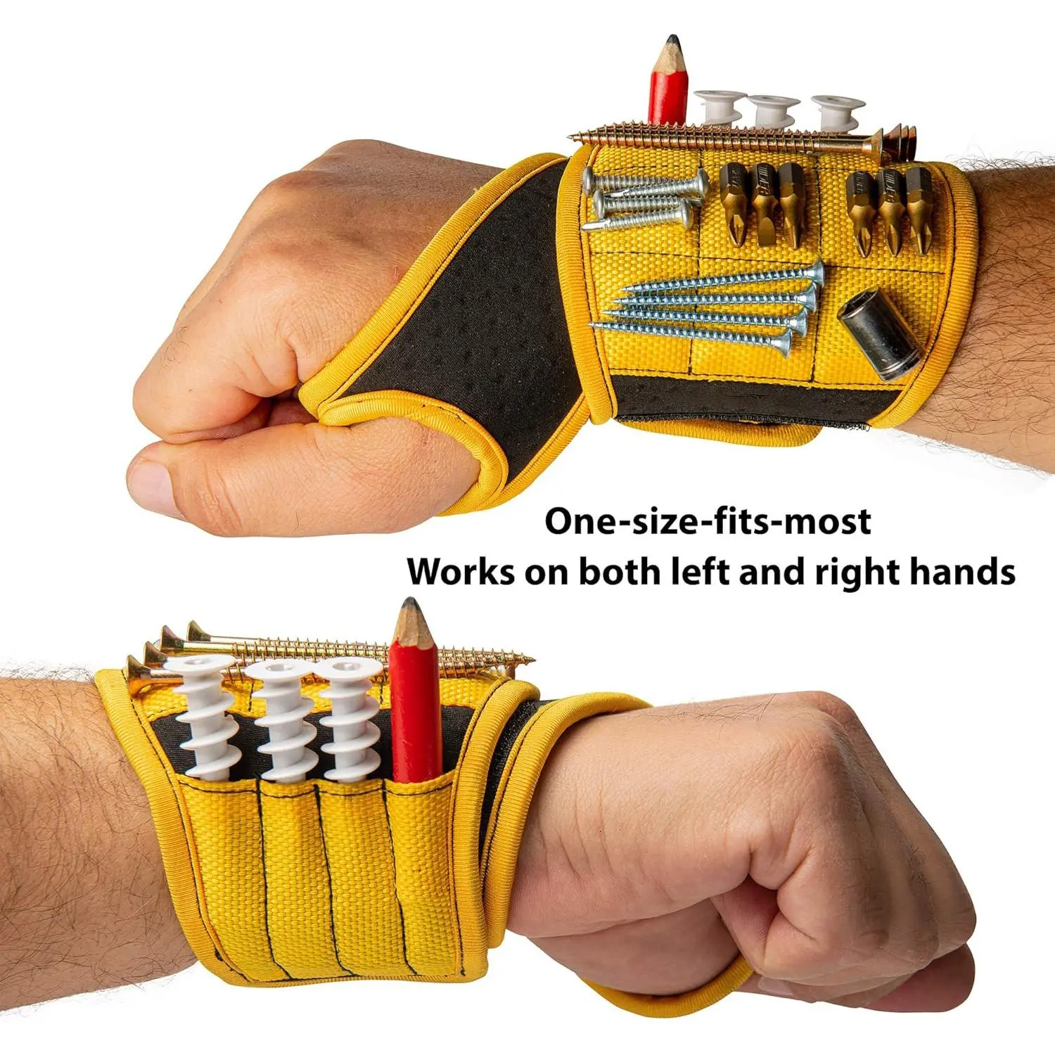 Magnetic Tool Wristband - PU Leather Industrial Accessory with Strong Magnets for Gripping Metal Screws, Nails, Drill Bits, DIY Projects, Home Improvement, Ideal Father’s Day Gift for Dad or Husband, Grips, Accessibility