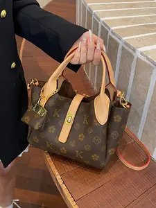 2026 Summer New Women's Shoulder Bag, Fashionable Elegant Floral Totem Bucket Bag, Trendy Crossbody Bag for All Seasons, Fashionable Daily Crossbody