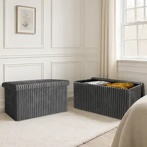 Favorer Florence 30" Tufted Upholstered Folding Storage Ottoman Bench (Set of 2)