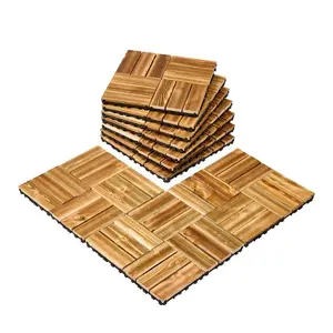 VEVOR Interlocking Deck Tiles Solid Wood, 27 Pack, 12x12 Waterproof Camphor Pine Wood Flooring All Weather Use, Patio Floor Decking Covering Tiles for Porch Poolside Balcony Backyard, (Wooden)VEVOR Super Brand Day
