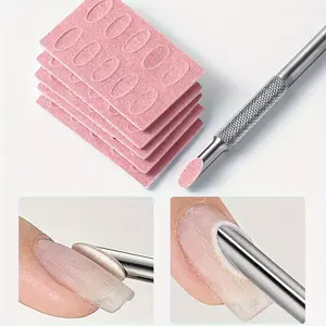Cuticle Pusher Nail Art, DIY Nails, Manicure and Pedicure Mini File, Pre-Treatment Tool for Nail Shaping, Cuticle Removal, Polishing, Filing, Includes 5 Nail Buffer Pads, Nail Art Tools, Nail Care