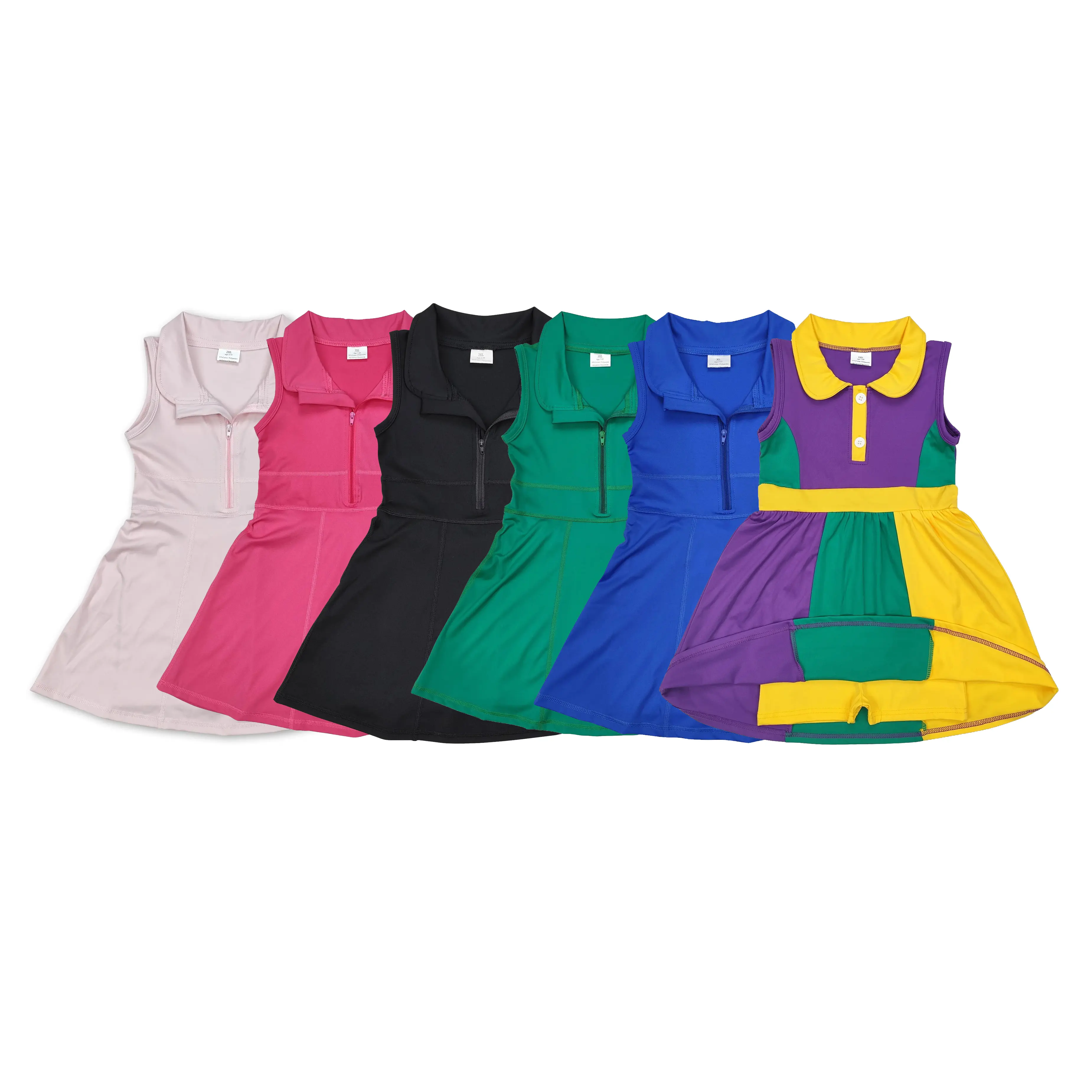 Girls Athletic Sleeveless Active Dress, Practical High-Stretch Fabric, Multiple Style Options, Different Colors for Kids' Sports Wear