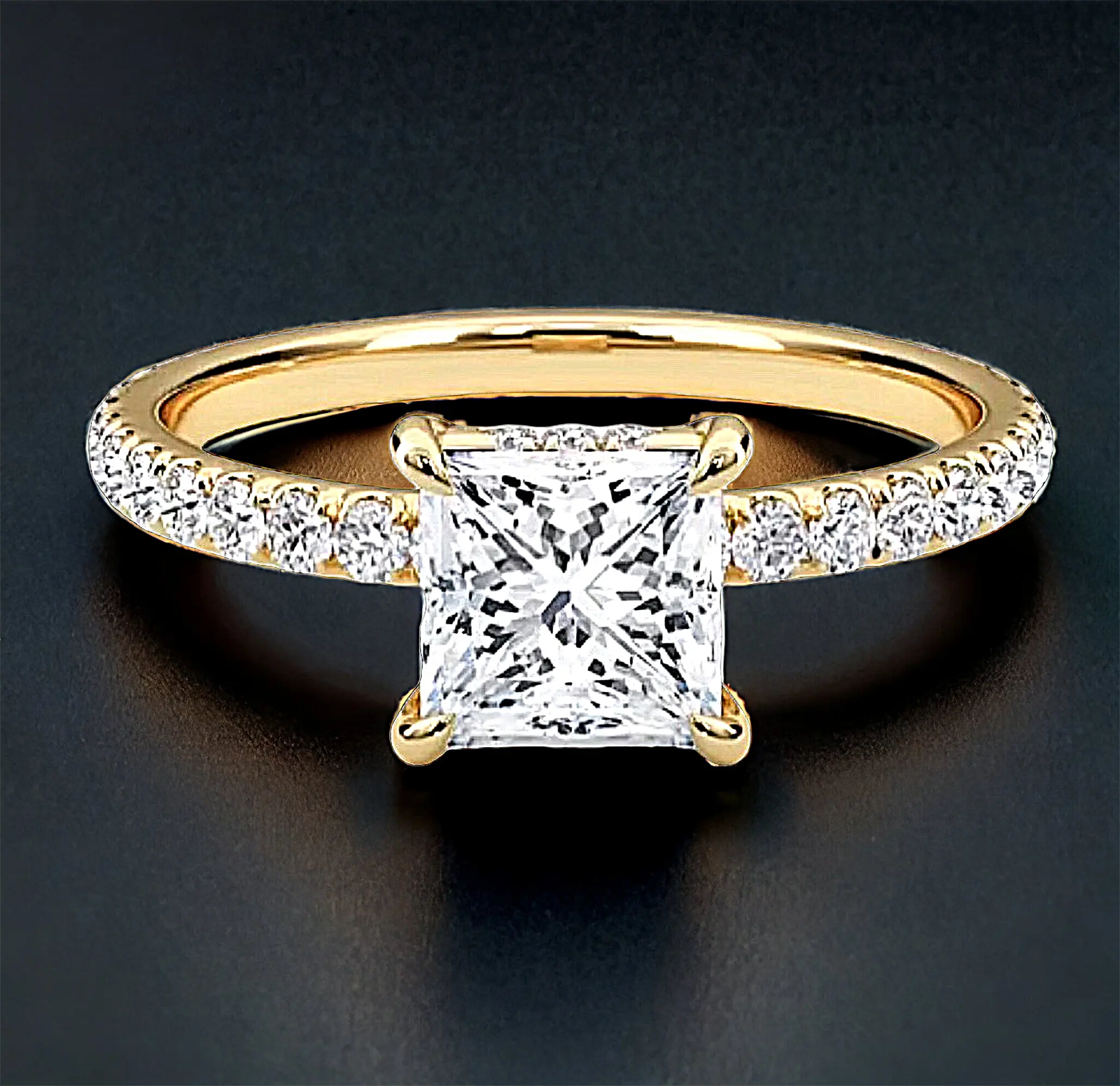 Beautiful 1.45 Ct Princess Cut Certified Lab Grown Diamond Engagement Ring
