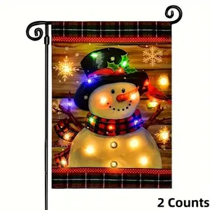 Charming Vibrant Snowman Winter Garden Flag, Garden Accessories, Double-Sided Durable Polyester Fiber, Outdoor Courtyard Lawn Space Decoration, 12x18 Inches
