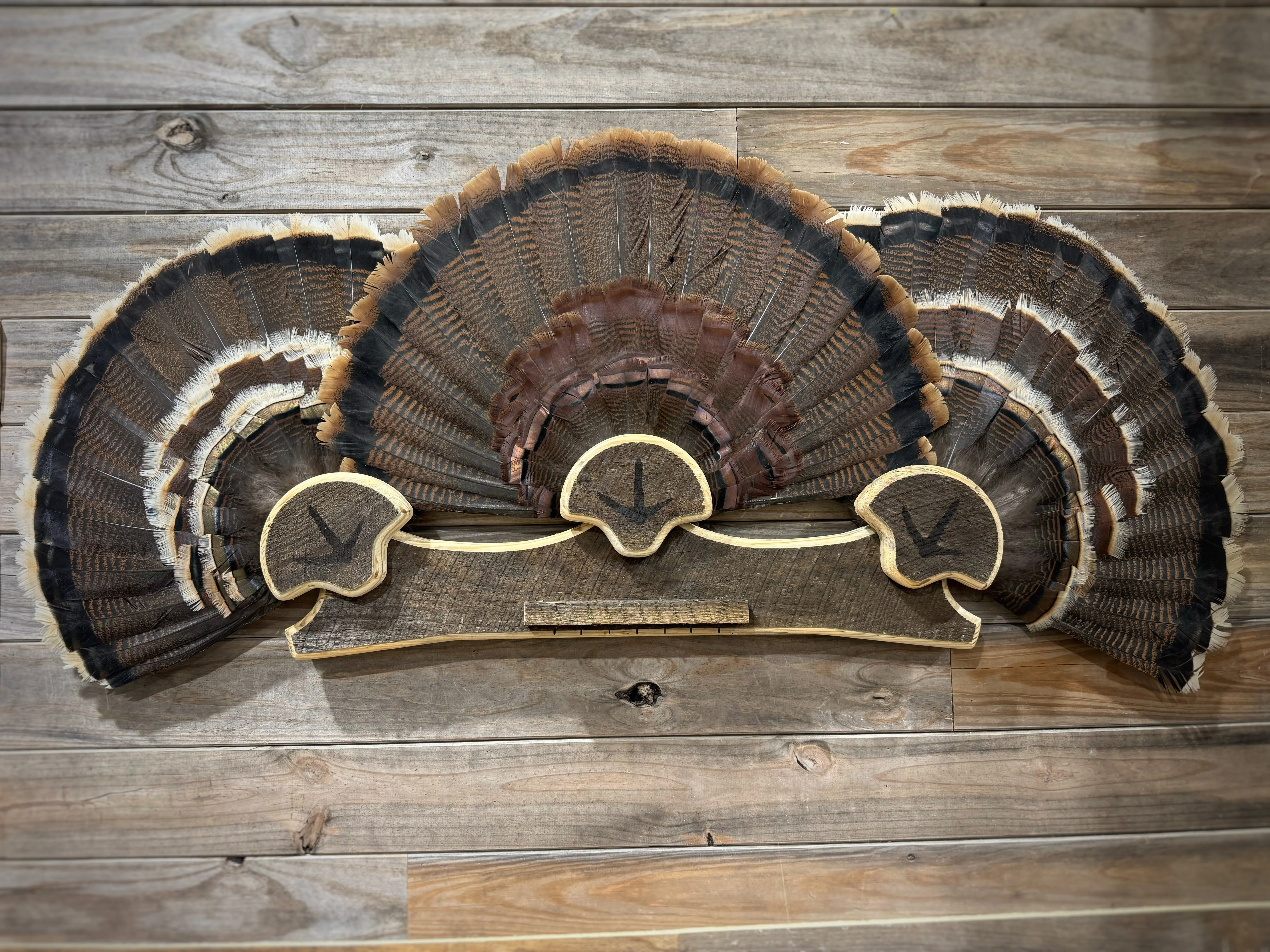 Triple Turkey Fan Mount Barnwood